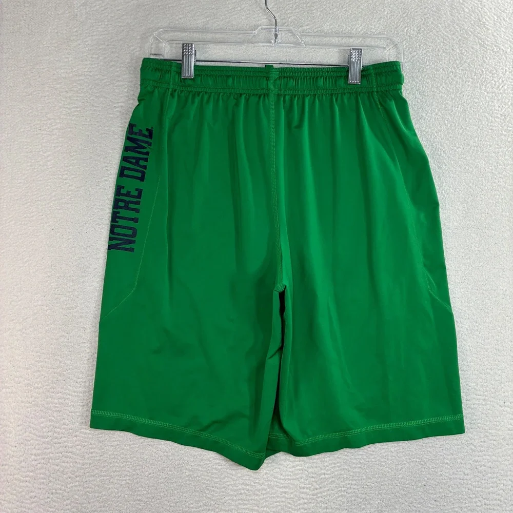 Under Armour Notre Dame Basketball Shorts Men M Green Gym Training Stretch Baggy
